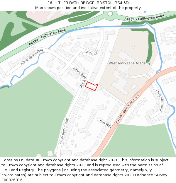 16, HITHER BATH BRIDGE, BRISTOL, BS4 5DJ: Location map and indicative extent of plot