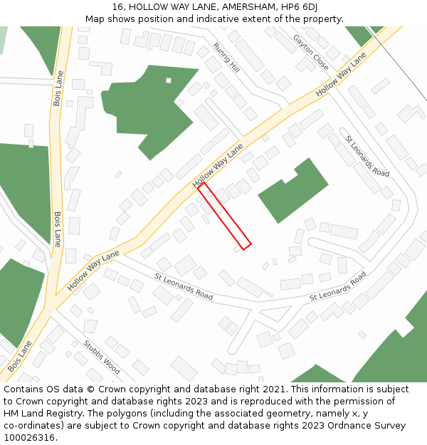 16, HOLLOW WAY LANE, AMERSHAM, HP6 6DJ: Location map and indicative extent of plot