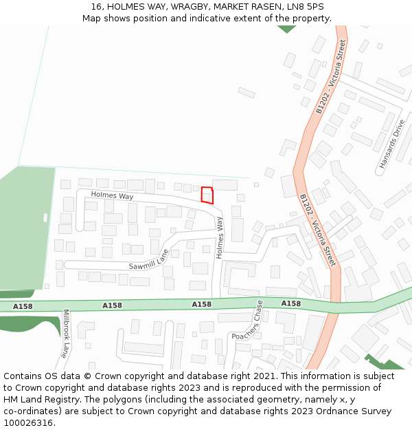 16, HOLMES WAY, WRAGBY, MARKET RASEN, LN8 5PS: Location map and indicative extent of plot