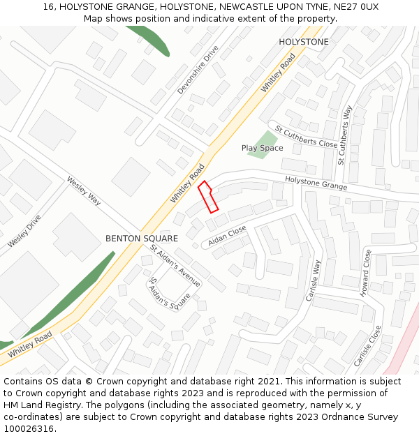 16, HOLYSTONE GRANGE, HOLYSTONE, NEWCASTLE UPON TYNE, NE27 0UX: Location map and indicative extent of plot