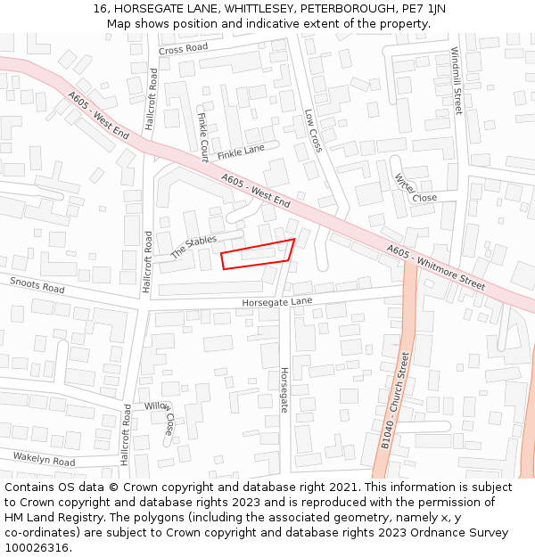 16, HORSEGATE LANE, WHITTLESEY, PETERBOROUGH, PE7 1JN: Location map and indicative extent of plot