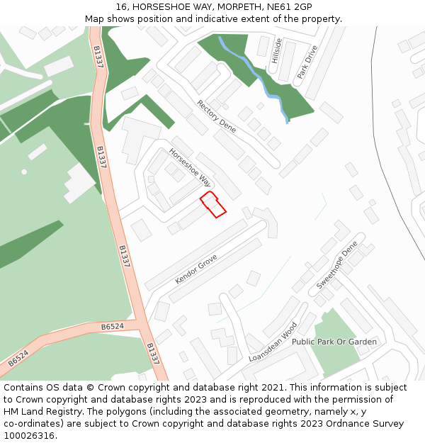 16, HORSESHOE WAY, MORPETH, NE61 2GP: Location map and indicative extent of plot