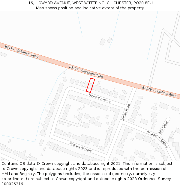 16, HOWARD AVENUE, WEST WITTERING, CHICHESTER, PO20 8EU: Location map and indicative extent of plot