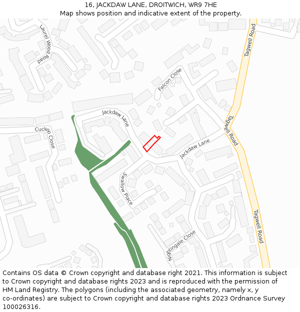 16, JACKDAW LANE, DROITWICH, WR9 7HE: Location map and indicative extent of plot