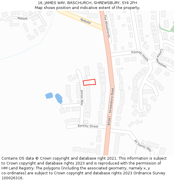 16, JAMES WAY, BASCHURCH, SHREWSBURY, SY4 2FH: Location map and indicative extent of plot