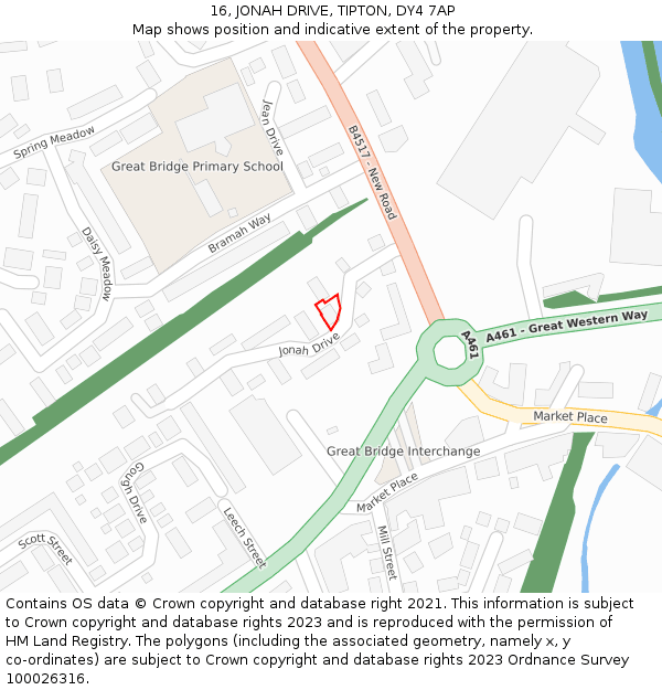 16, JONAH DRIVE, TIPTON, DY4 7AP: Location map and indicative extent of plot