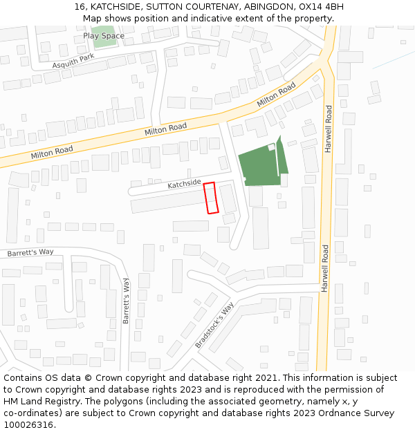 16, KATCHSIDE, SUTTON COURTENAY, ABINGDON, OX14 4BH: Location map and indicative extent of plot