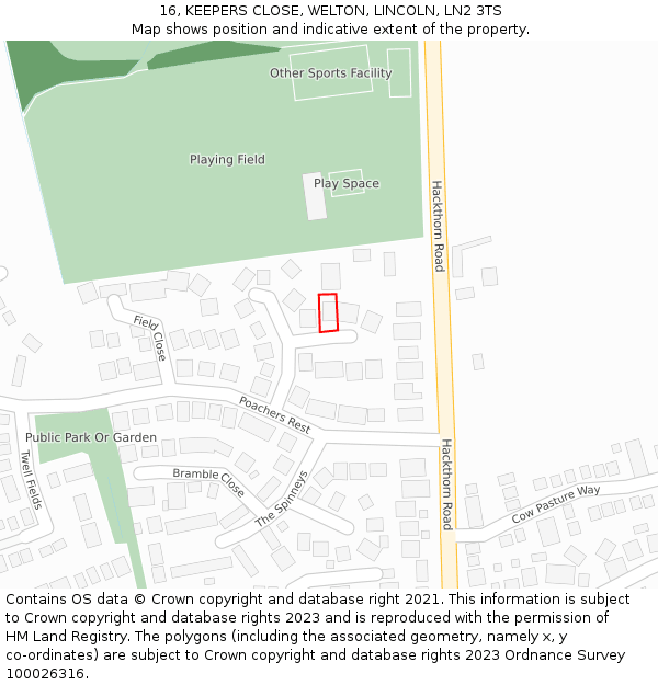16, KEEPERS CLOSE, WELTON, LINCOLN, LN2 3TS: Location map and indicative extent of plot