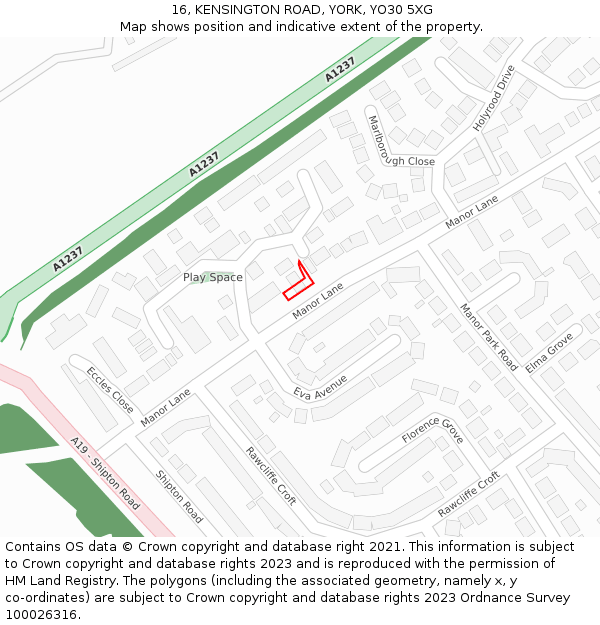 16, KENSINGTON ROAD, YORK, YO30 5XG: Location map and indicative extent of plot