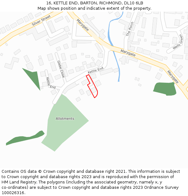 16, KETTLE END, BARTON, RICHMOND, DL10 6LB: Location map and indicative extent of plot