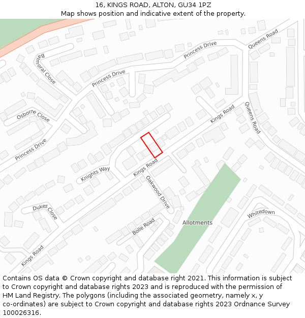 16, KINGS ROAD, ALTON, GU34 1PZ: Location map and indicative extent of plot