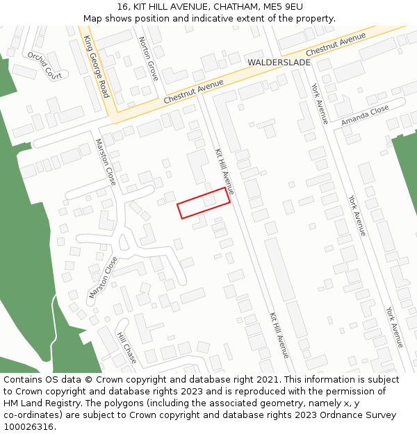 16, KIT HILL AVENUE, CHATHAM, ME5 9EU: Location map and indicative extent of plot