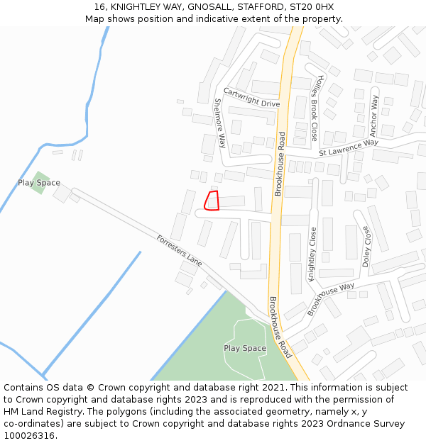 16, KNIGHTLEY WAY, GNOSALL, STAFFORD, ST20 0HX: Location map and indicative extent of plot