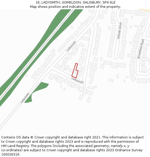 16, LADYSMITH, GOMELDON, SALISBURY, SP4 6LE: Location map and indicative extent of plot