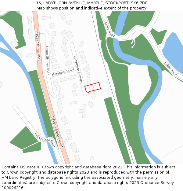 16, LADYTHORN AVENUE, MARPLE, STOCKPORT, SK6 7DR: Location map and indicative extent of plot