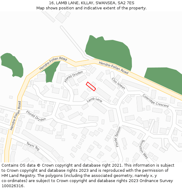 16, LAMB LANE, KILLAY, SWANSEA, SA2 7ES: Location map and indicative extent of plot