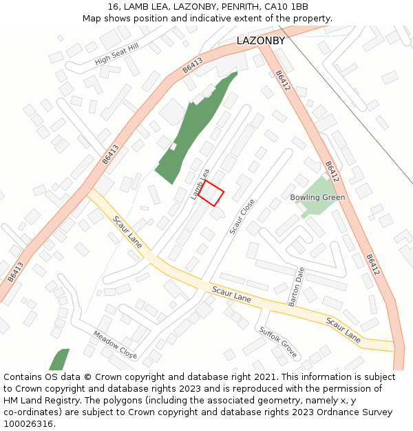 16, LAMB LEA, LAZONBY, PENRITH, CA10 1BB: Location map and indicative extent of plot