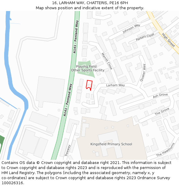 16, LARHAM WAY, CHATTERIS, PE16 6PH: Location map and indicative extent of plot