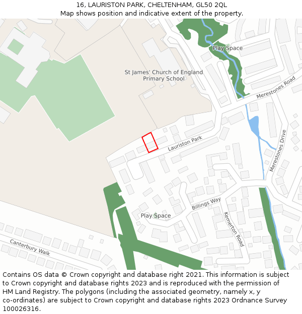 16, LAURISTON PARK, CHELTENHAM, GL50 2QL: Location map and indicative extent of plot