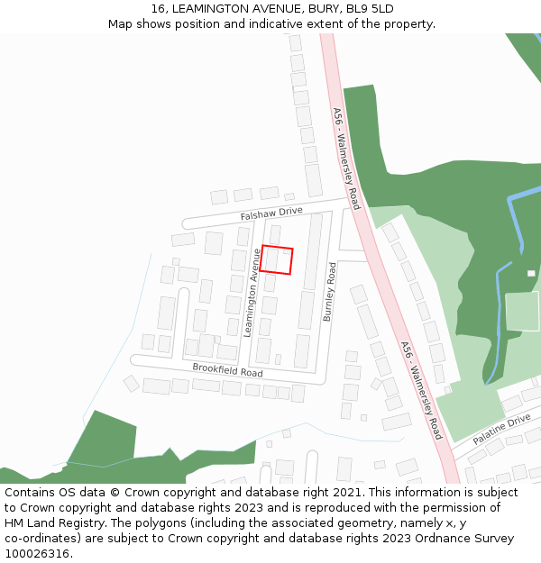 16, LEAMINGTON AVENUE, BURY, BL9 5LD: Location map and indicative extent of plot