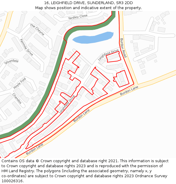 16, LEIGHFIELD DRIVE, SUNDERLAND, SR3 2DD: Location map and indicative extent of plot