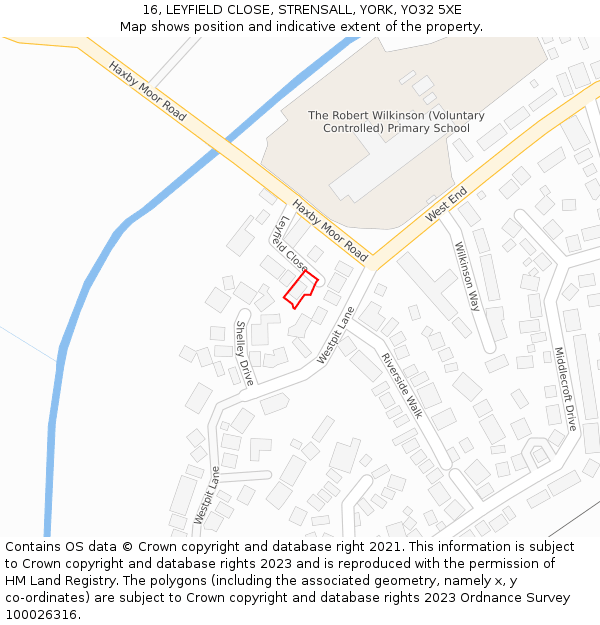 16, LEYFIELD CLOSE, STRENSALL, YORK, YO32 5XE: Location map and indicative extent of plot