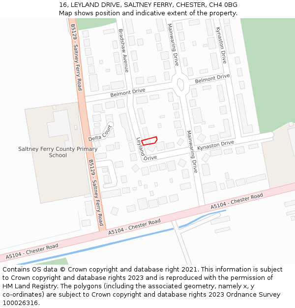 16, LEYLAND DRIVE, SALTNEY FERRY, CHESTER, CH4 0BG: Location map and indicative extent of plot