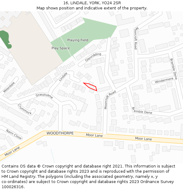 16, LINDALE, YORK, YO24 2SR: Location map and indicative extent of plot