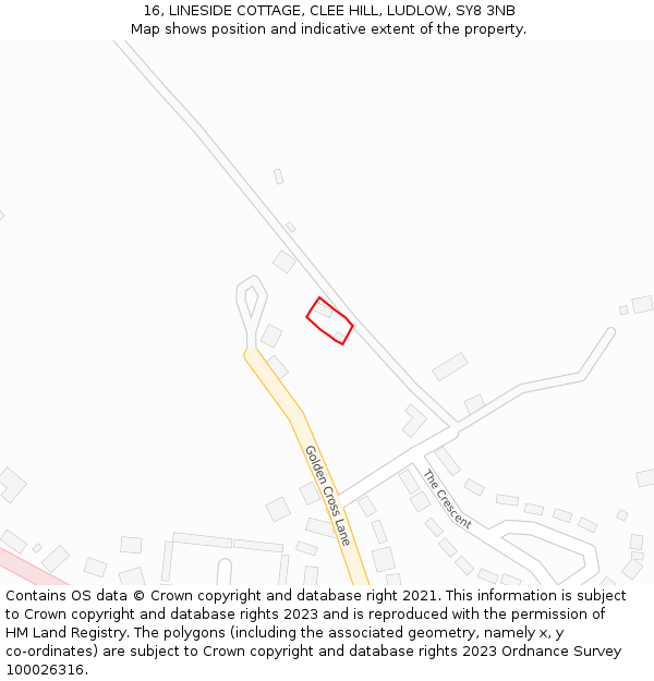 16, LINESIDE COTTAGE, CLEE HILL, LUDLOW, SY8 3NB: Location map and indicative extent of plot