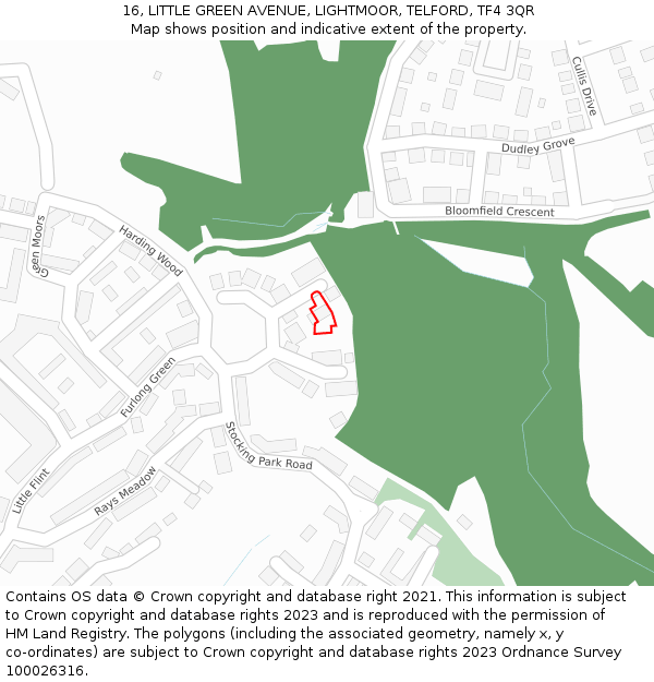 16, LITTLE GREEN AVENUE, LIGHTMOOR, TELFORD, TF4 3QR: Location map and indicative extent of plot