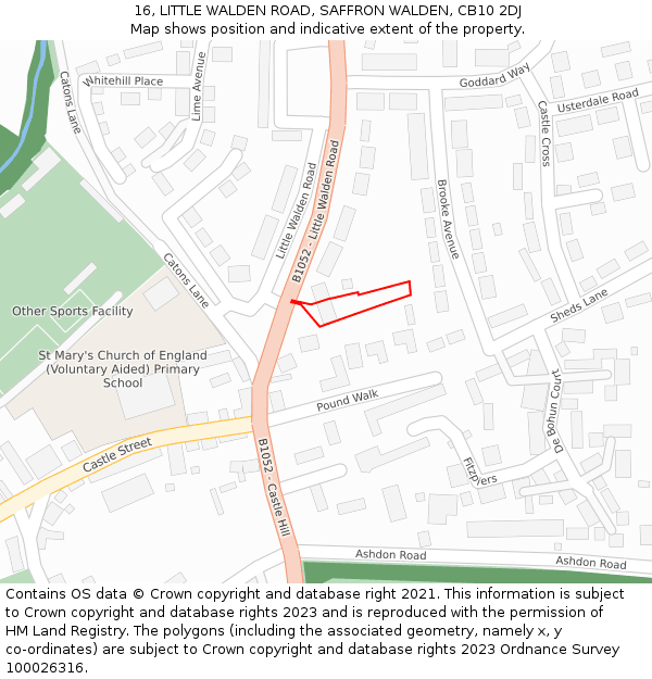 16, LITTLE WALDEN ROAD, SAFFRON WALDEN, CB10 2DJ: Location map and indicative extent of plot