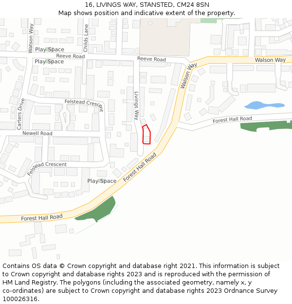 16, LIVINGS WAY, STANSTED, CM24 8SN: Location map and indicative extent of plot