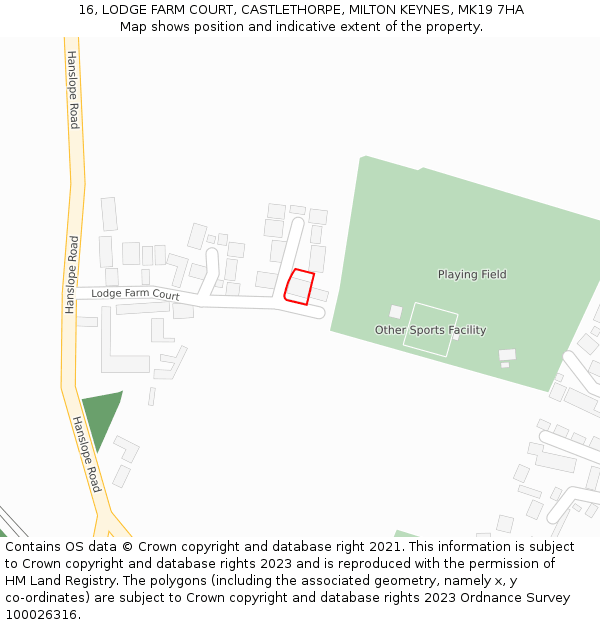 16, LODGE FARM COURT, CASTLETHORPE, MILTON KEYNES, MK19 7HA: Location map and indicative extent of plot