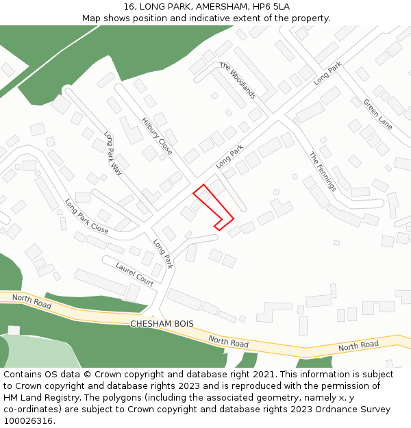 16, LONG PARK, AMERSHAM, HP6 5LA: Location map and indicative extent of plot