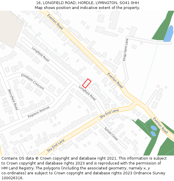 16, LONGFIELD ROAD, HORDLE, LYMINGTON, SO41 0HH: Location map and indicative extent of plot