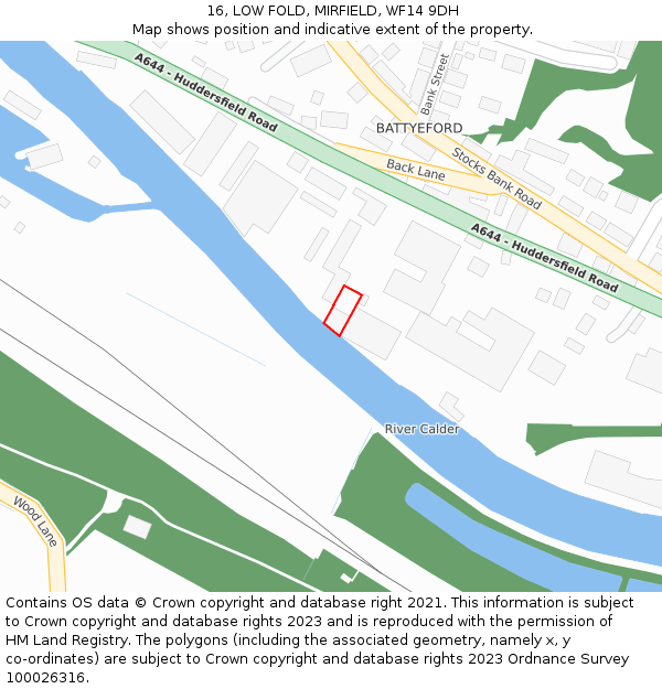 16, LOW FOLD, MIRFIELD, WF14 9DH: Location map and indicative extent of plot