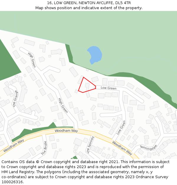 16, LOW GREEN, NEWTON AYCLIFFE, DL5 4TR: Location map and indicative extent of plot