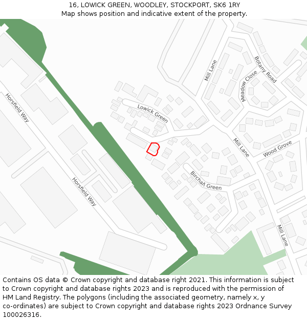 16, LOWICK GREEN, WOODLEY, STOCKPORT, SK6 1RY: Location map and indicative extent of plot