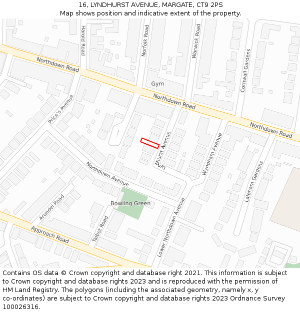 16, LYNDHURST AVENUE, MARGATE, CT9 2PS: Location map and indicative extent of plot