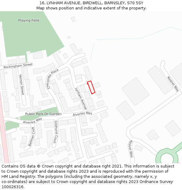 16, LYNHAM AVENUE, BIRDWELL, BARNSLEY, S70 5SY: Location map and indicative extent of plot