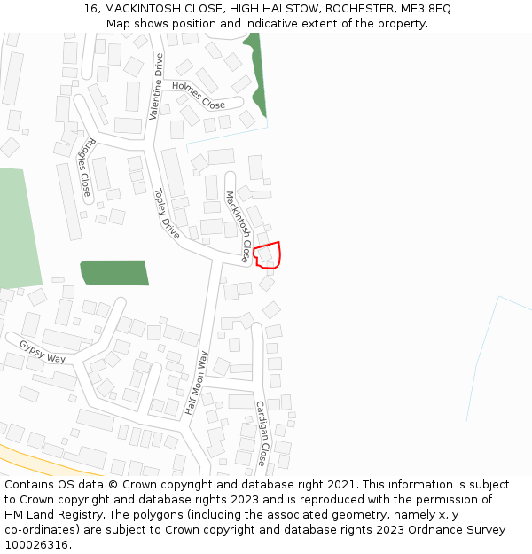 16, MACKINTOSH CLOSE, HIGH HALSTOW, ROCHESTER, ME3 8EQ: Location map and indicative extent of plot