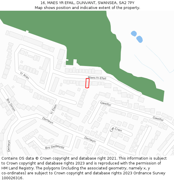 16, MAES YR EFAIL, DUNVANT, SWANSEA, SA2 7PY: Location map and indicative extent of plot