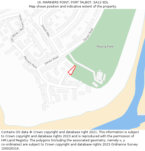 16, MARINERS POINT, PORT TALBOT, SA12 6DL: Location map and indicative extent of plot