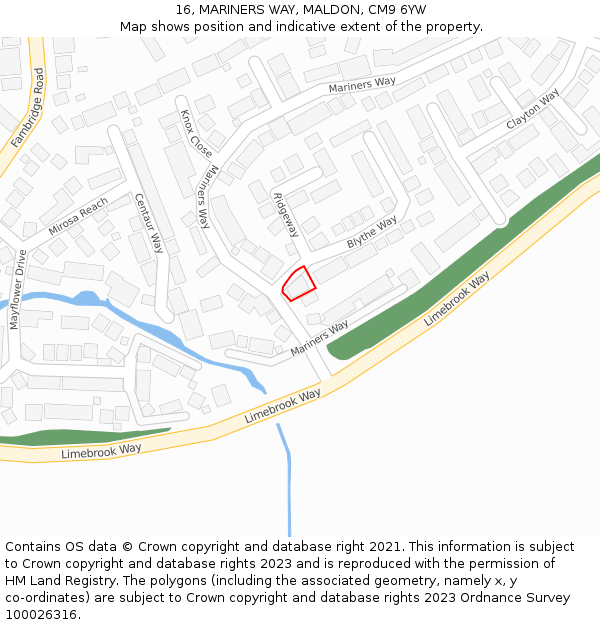 16, MARINERS WAY, MALDON, CM9 6YW: Location map and indicative extent of plot