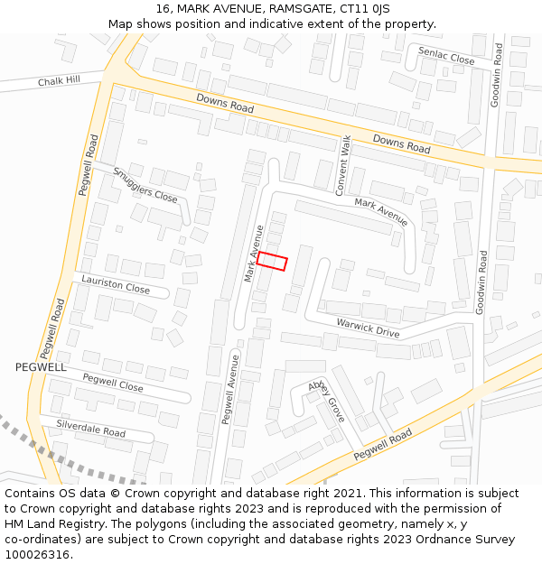 16, MARK AVENUE, RAMSGATE, CT11 0JS: Location map and indicative extent of plot