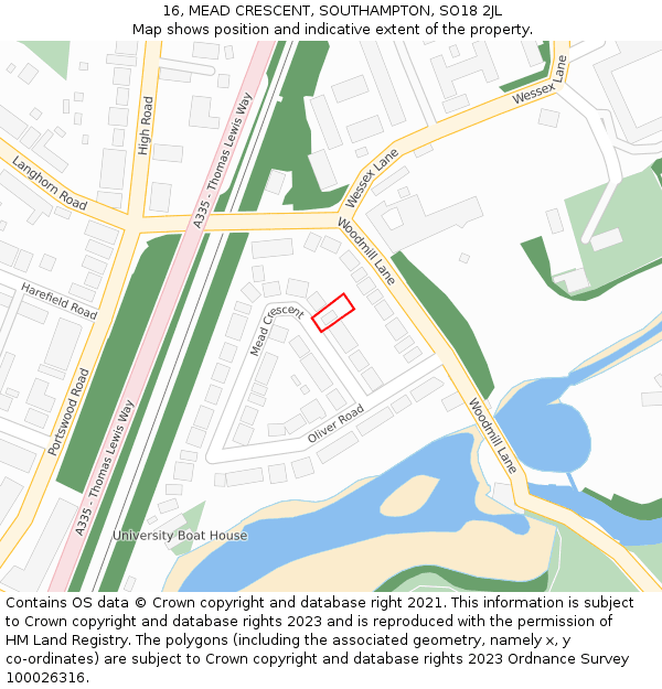 16, MEAD CRESCENT, SOUTHAMPTON, SO18 2JL: Location map and indicative extent of plot