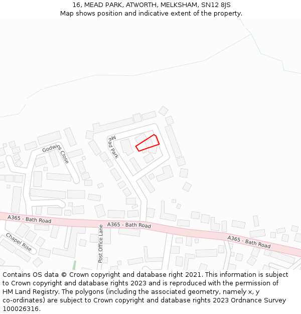 16, MEAD PARK, ATWORTH, MELKSHAM, SN12 8JS: Location map and indicative extent of plot