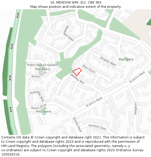 16, MEADOW WAY, ELY, CB6 3EX: Location map and indicative extent of plot