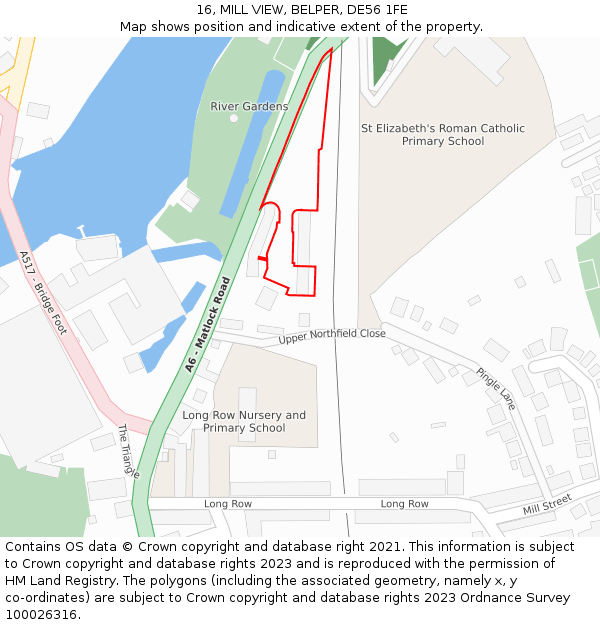 16, MILL VIEW, BELPER, DE56 1FE: Location map and indicative extent of plot