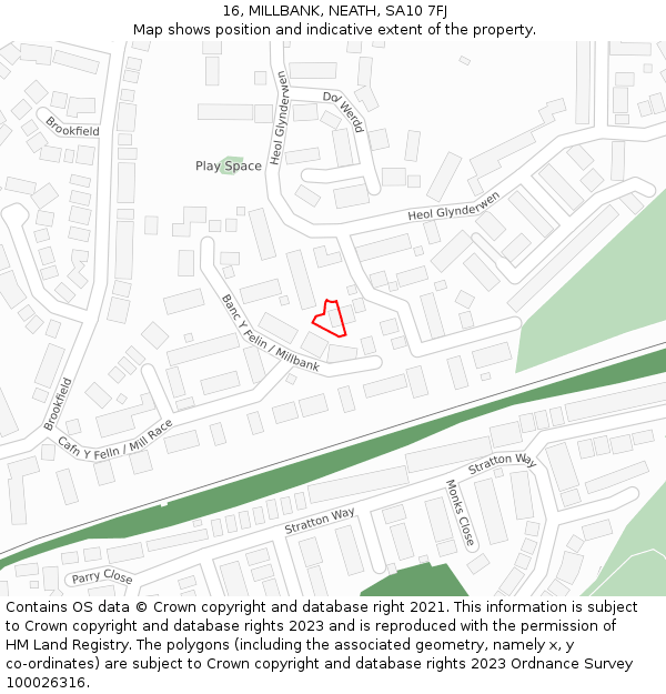 16, MILLBANK, NEATH, SA10 7FJ: Location map and indicative extent of plot